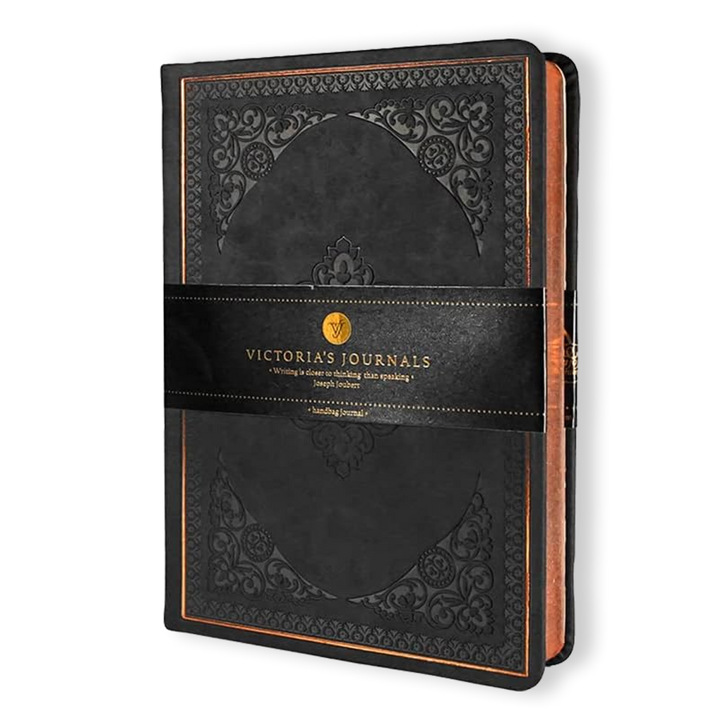 Vintage Classic Style Diary Notebook Vegan Leather (Black)S