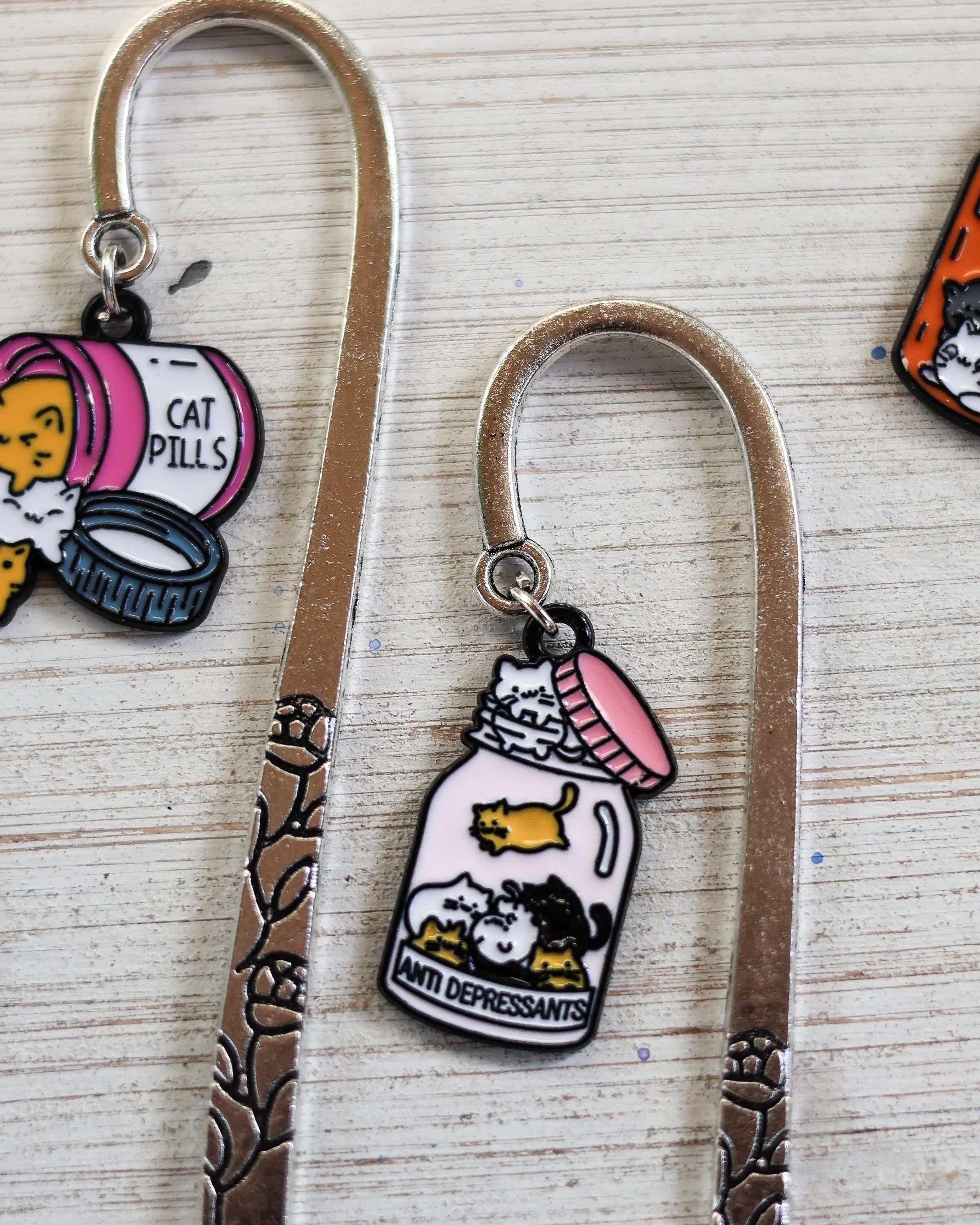 Anti Depressant Cats Metal Hairpin Hook Bookmark